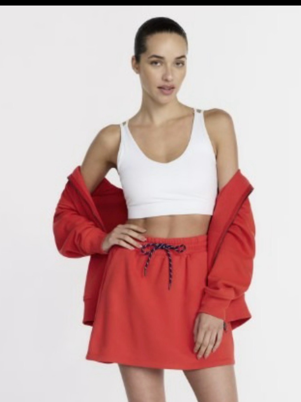 Athletic Works Athleisure Set | Drawstring Skort + Zip Hoodie | Orange | S | EUC